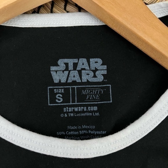 3/$30 _ STAR WARS  | short sleeve black ringer tee white trim REY episode 7- S - Picture 3 of 4